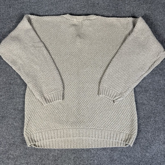 Vintage Cherokee Sweater Mens Large Creme Cotton Made in USA 80s Fishermans Knit - Picture 5 of 6